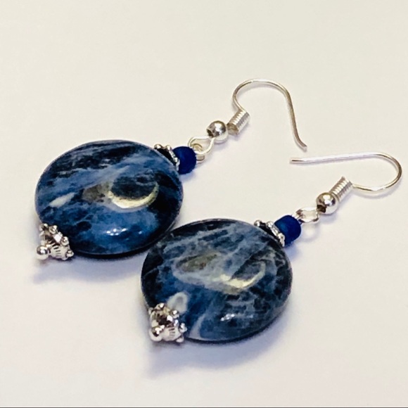Sodalite Earrings in Sterling Silver - Picture 6 of 7